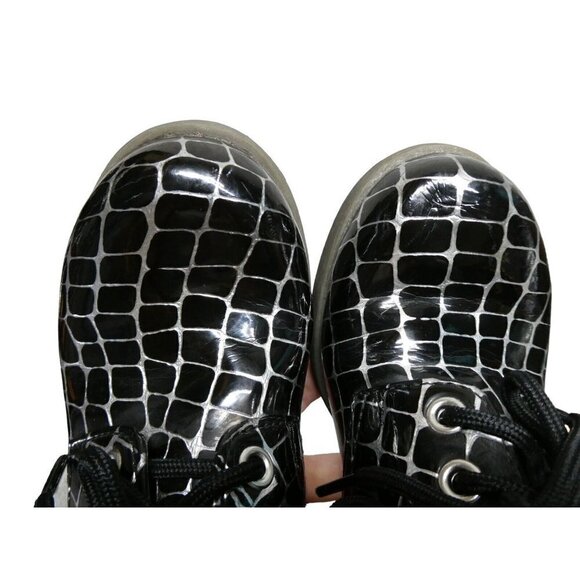 Dr Martens Heeled Laced Booties Shoes Size 6 Danielle‎ 3" heel Black Silver - Picture 5 of 10